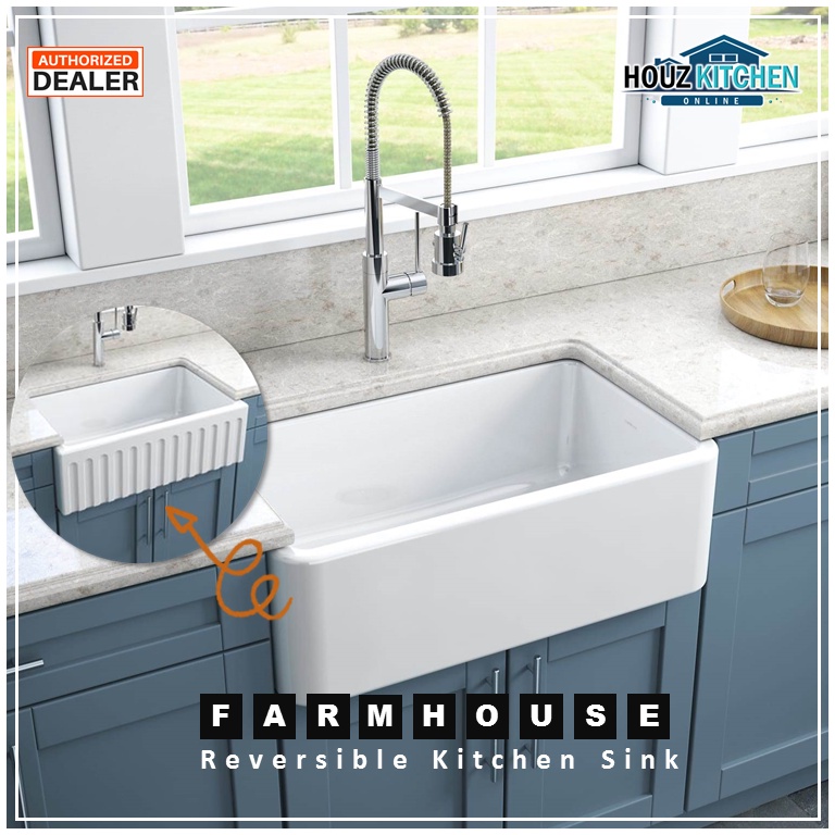 REVERSIBLE 24" FIRECLAY FARMHOUSE KITCHEN SINK Shopee Malaysia