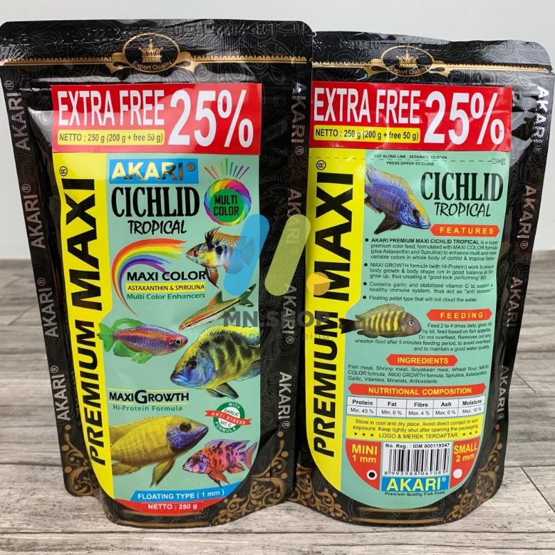 Akari premium Maxi Pellets 250 grams, cichlid Fish Pellets, Maxi Fish ...