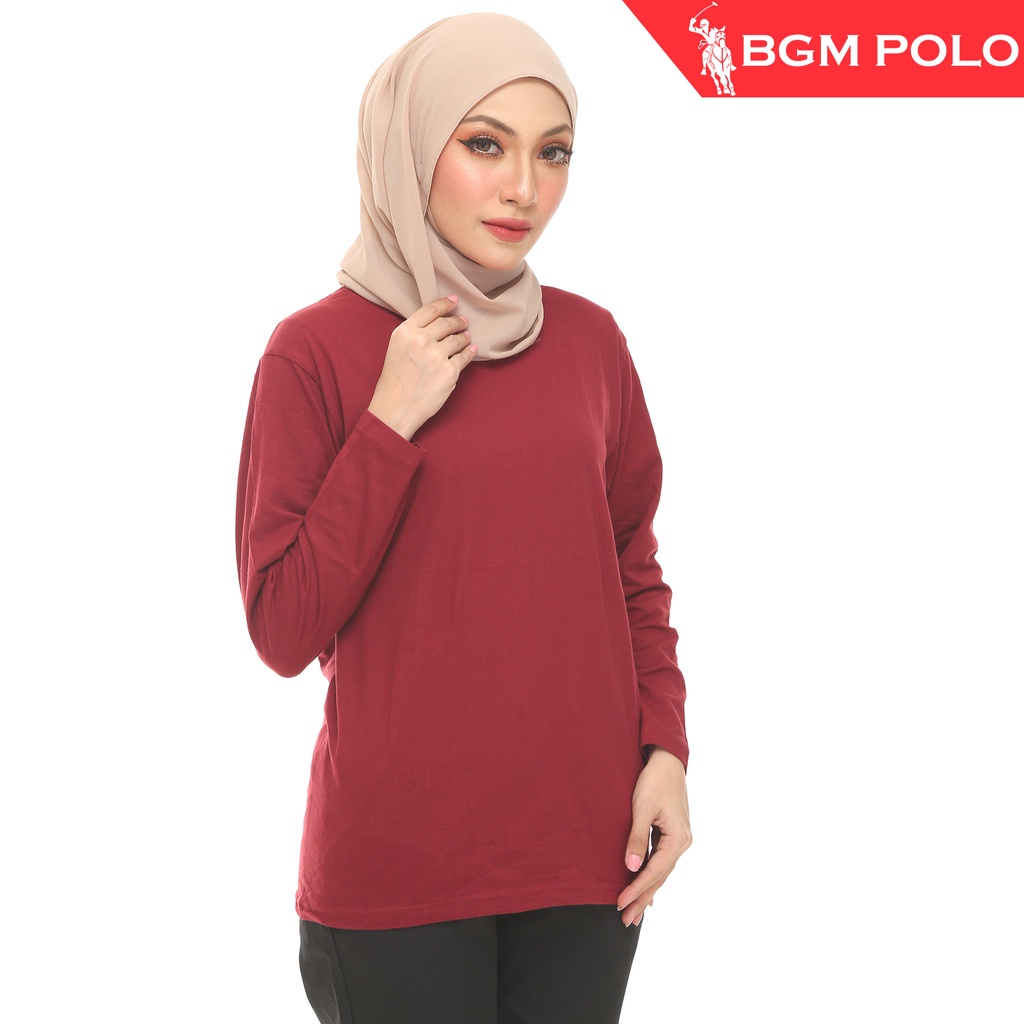 BGM POLO Women's Plain Long Sleeve Round Neck T-shirt - BP-MWPLS008-MX ...