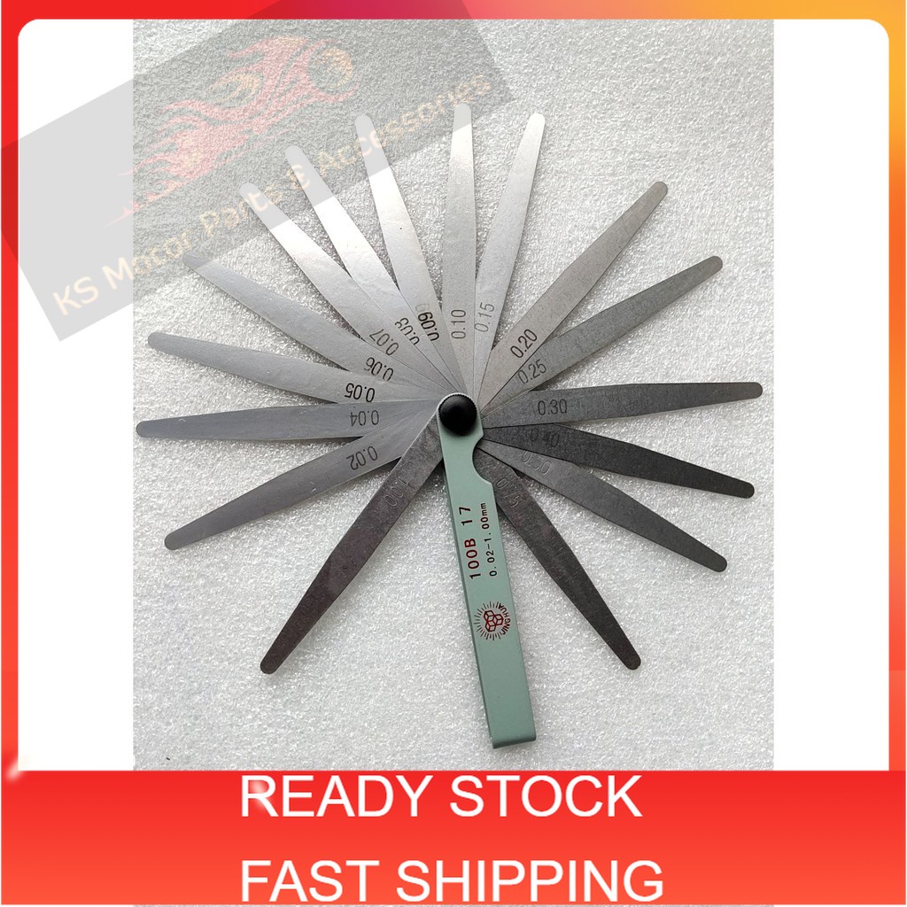 READY STOCK 0.02mm to 1.00mm 17 Blades Thickness Gap Filler Feeler ...