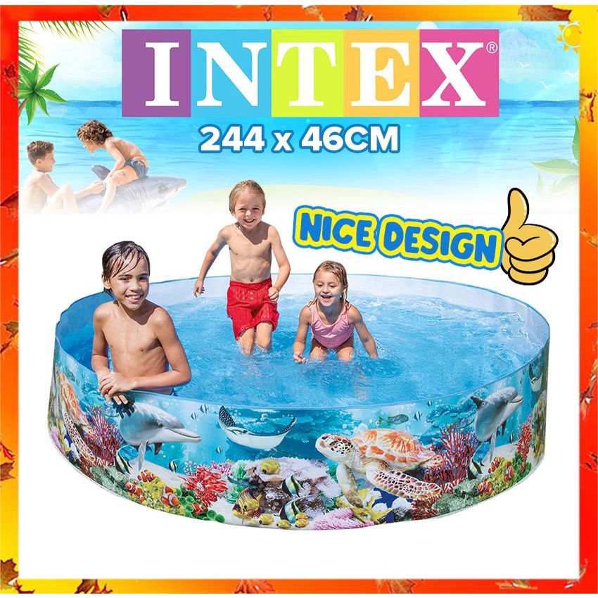 INTEX 58472 Blue Sea Snapset Kids Swimming Pool Cartoon Round Swimming ...