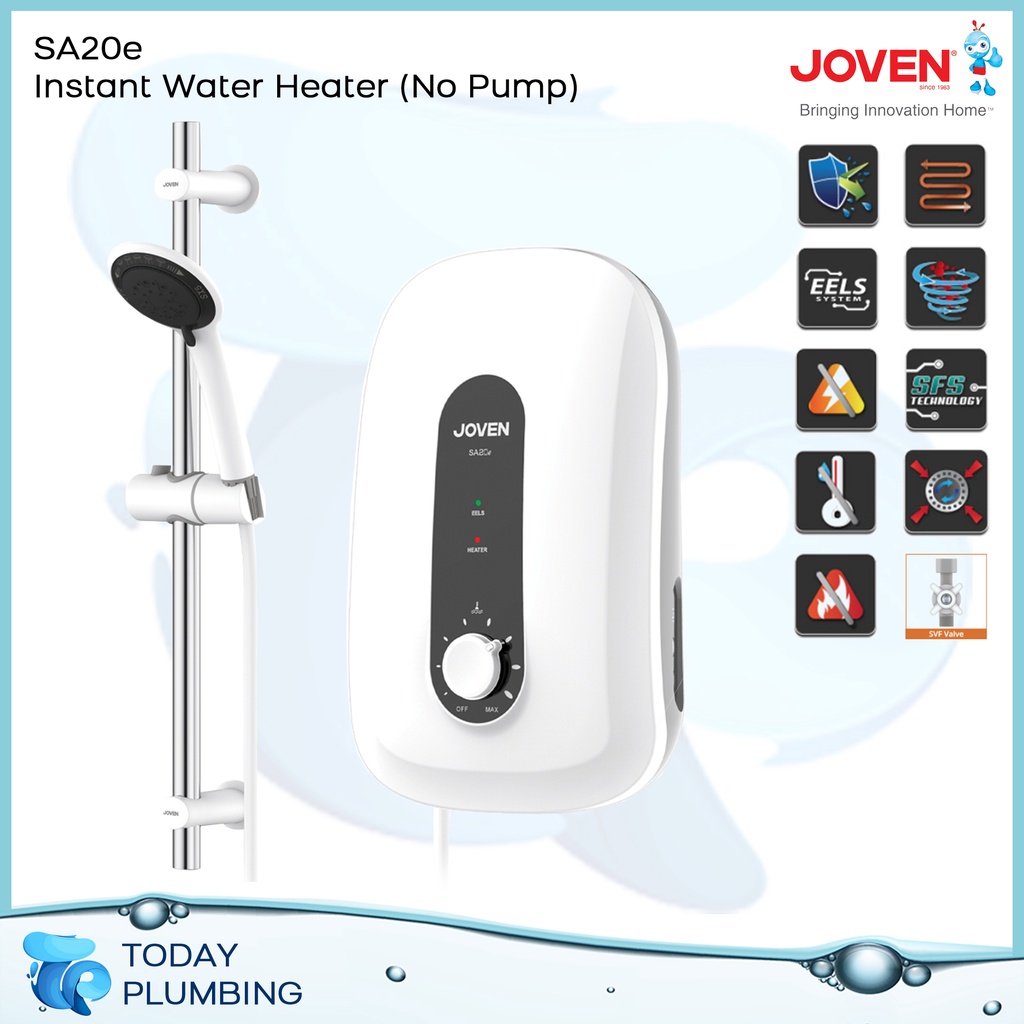 Joven SA Series SA20e Instant Water Heater c/w Hand Shower and Sliding ...