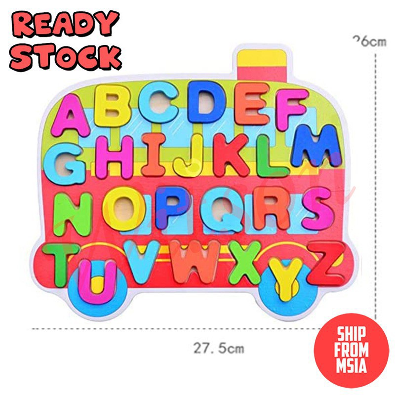 READY STOCK 3D Bus Wooden ABC alphabet Educational Learning Children ...