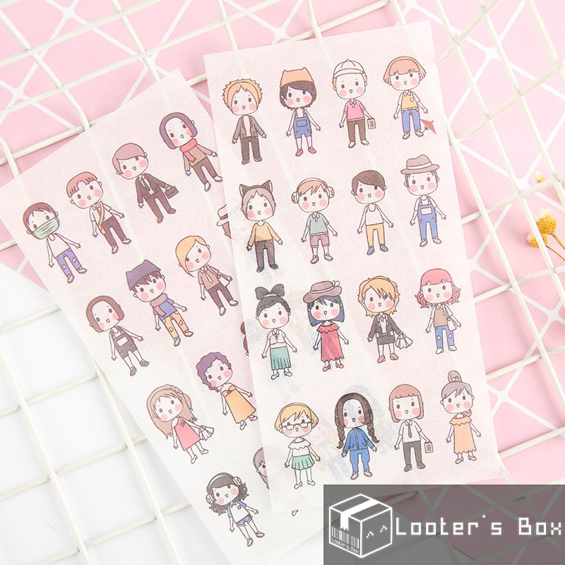 Set of 6 Little Cute Cartoon Human Decorative Sticker Pack (UA3173 ...
