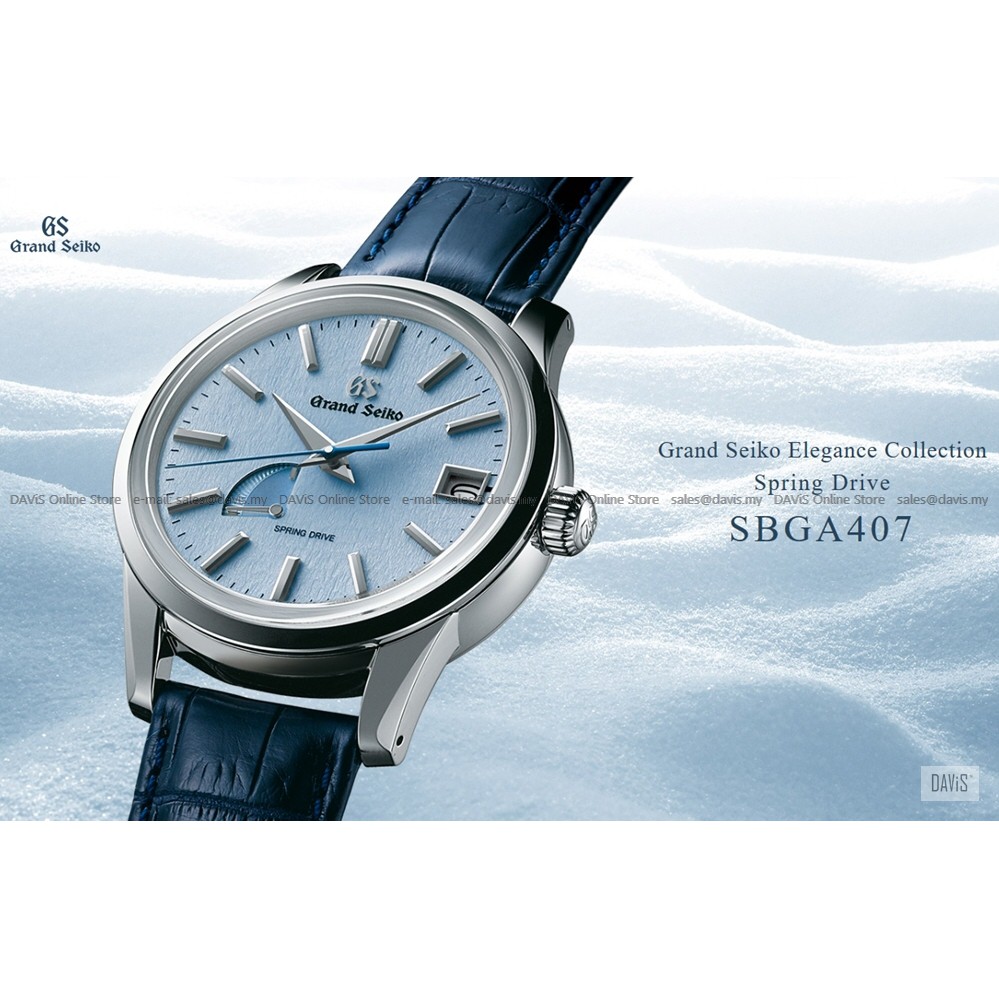 Grand Seiko SBGA407G SBGA407 Men s Watch Elegance Spring Drive Snowflake Date 40.2mm Leather Strap Blue Original