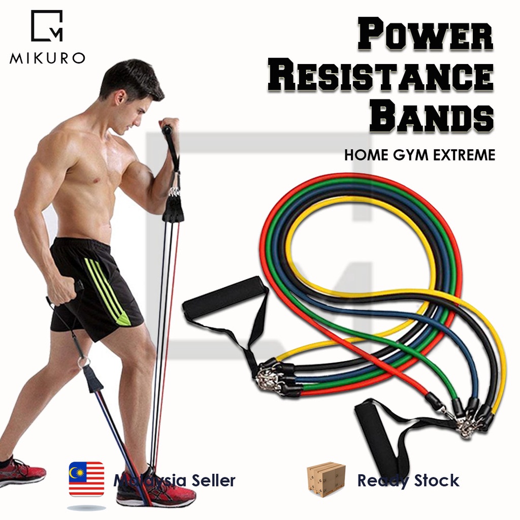 11pcs/Set Power Resistance Bands Training Exercise Yoga Tubes Pull