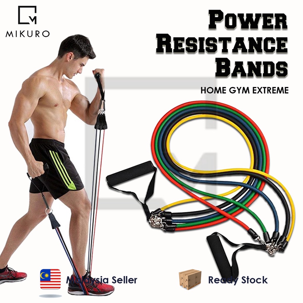 11pcs Set Power Resistance Bands Training Exercise Yoga Tubes Pull Rope Rubber Elastic Bands Fitness with Bag