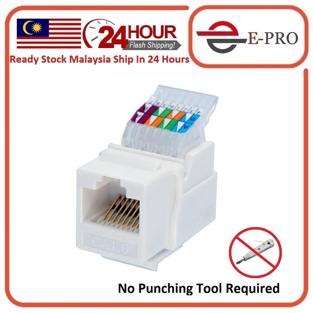 CAT5e/CAT6 RJ45 Keystone Jack Module ToolLess No Punch Down Tool