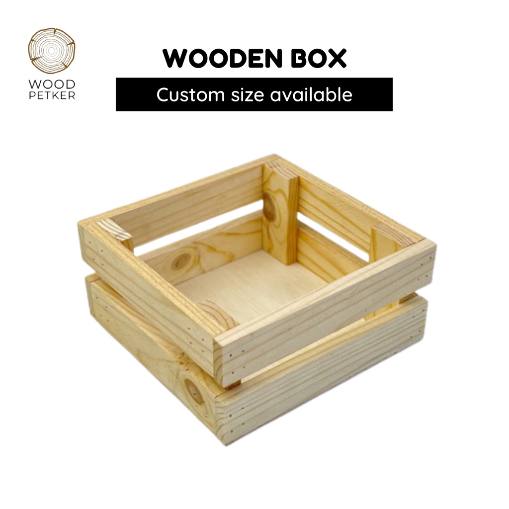 【Ready Stock】Wooden storage box crate kotak kayu multi size custom size ...