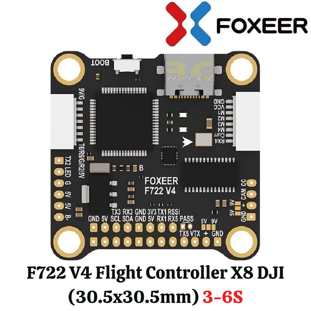 Foxeer Mini F722 V4 Flight Controller X8 DJI 30.5x30.5mm 3-6S for