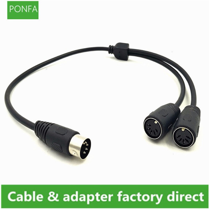 MIDI DIN 5-Pin Splitter Y Adapter Cable MIDI 5 Pin Male to dual 5 PIN ...