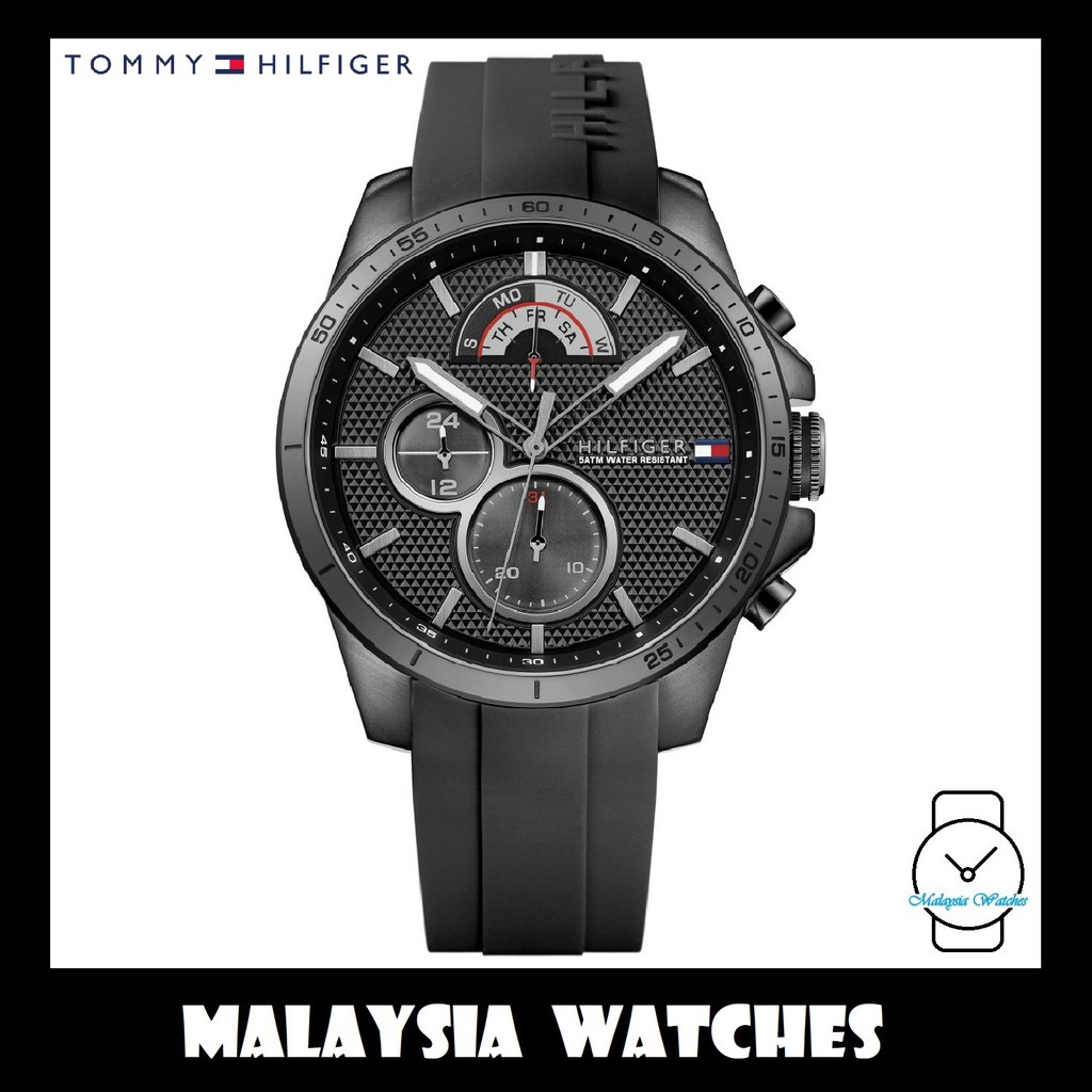 100 Original Tommy Hilfiger Men s 1791352 Blue Silicon Watch Black Shopee Malaysia