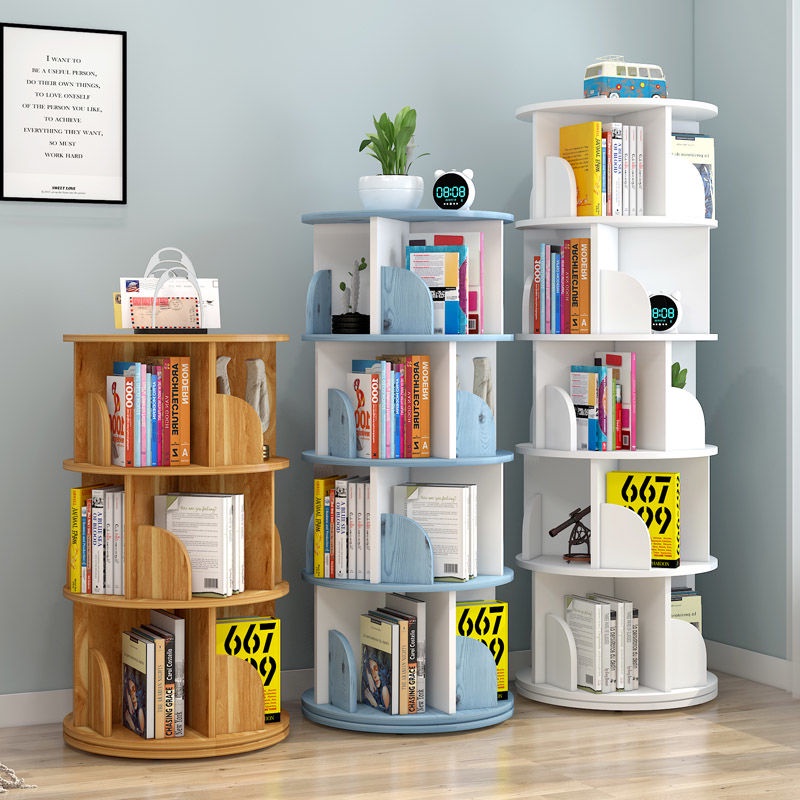 Small Rotating Bookshelf 360-Degree Bookcase Children 'S Shelf Simple ...