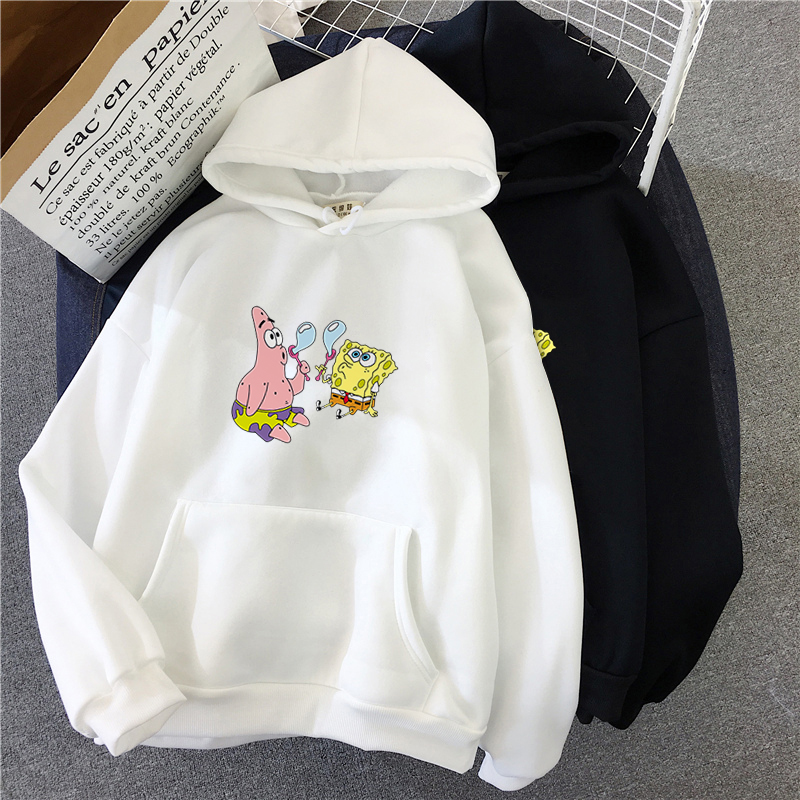 10 Colors Women SpongeBob SquarePants Print Long Sleeve Hoodie