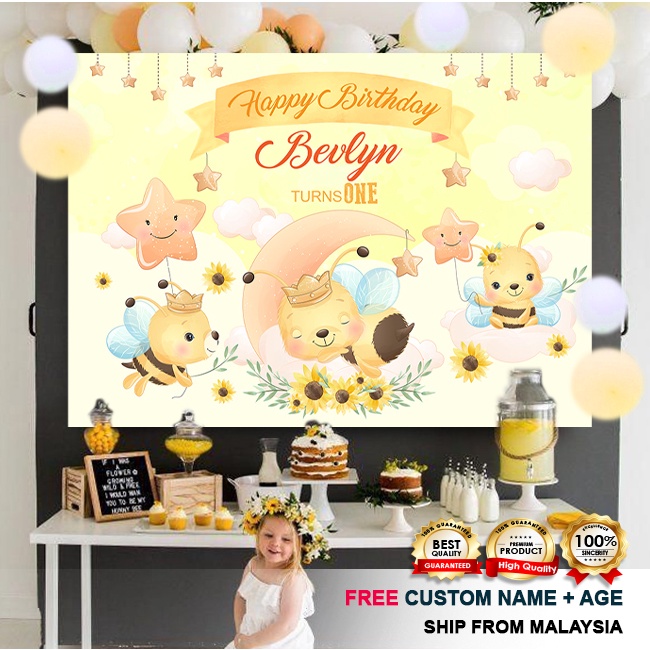Birthday Banner / Birthday Backdrop / Hari Jadi - Bees | Shopee Malaysia