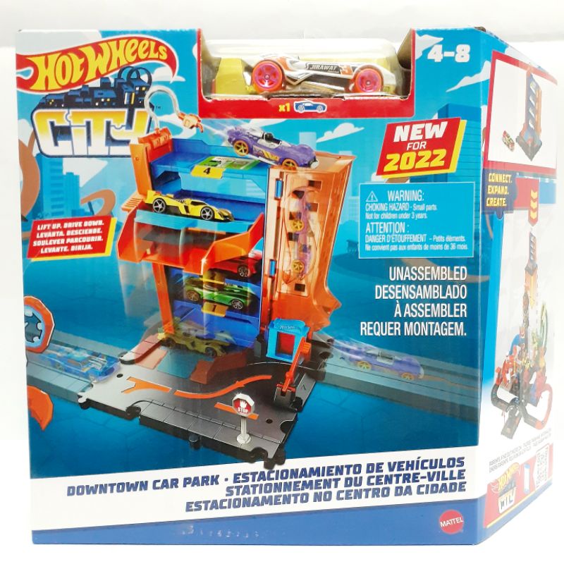Hot Wheels DOWNTOWN CAR PARK Diecast Track Builder HotWheels City