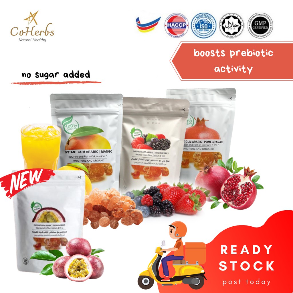 Instant Gum Arabic Serbuk Rasa Buahan Delima / Mango / Mixberries ...