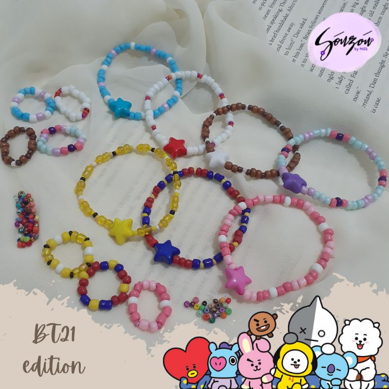 Bt21 Edition - Kpop Bead Bracelet/Korean Bricks Bracelet/K-Pop Ring ...