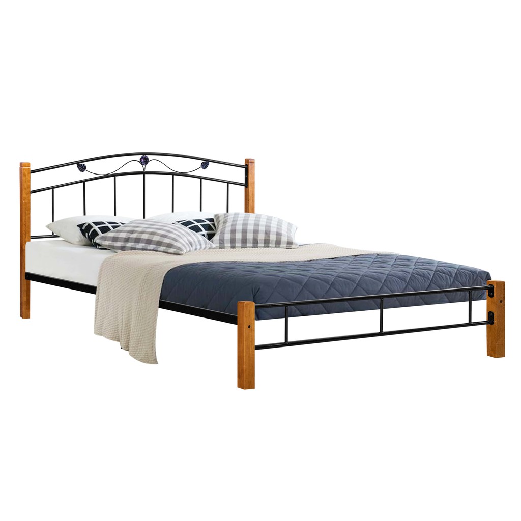 [READY STOCK KEDAH] Queen Bed Frame Metal + Wood Katil Besi Double Size Bed Room Bedroom