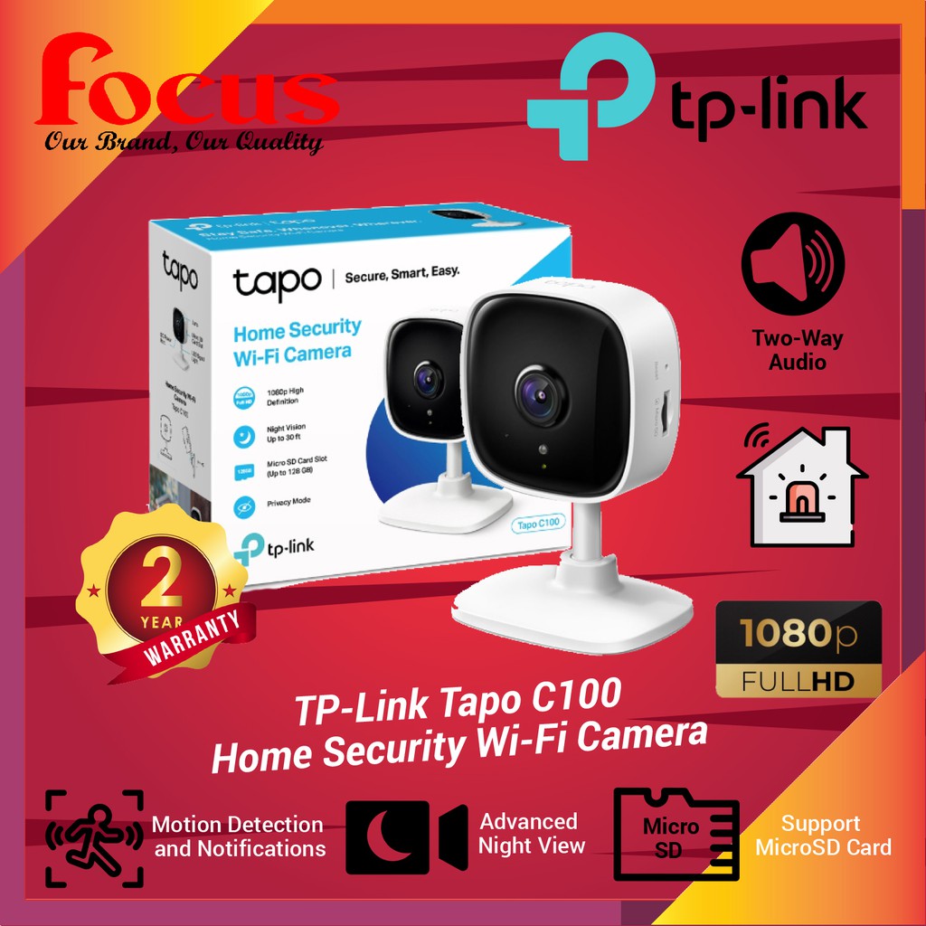 NEW Tp-Link Tapo C100 Home Security Wi-Fi Camera Full HD 1080p Motion  Detection