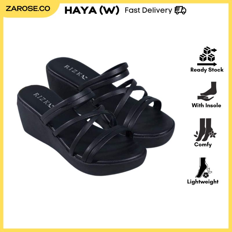 𝗥𝗘𝗔𝗗𝗬 𝗦𝗧𝗢𝗖𝗞 RIZKA Haya Wedges ~ Women Wedges Silang Simple Selesa Size ...