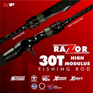 EXP RAZOR ROD Carbon Fiber 2PCS Fishing Rod Medium Light M Medium Heavy  Bait Casting BC Spinning 6 7 Joran Pancing 30T