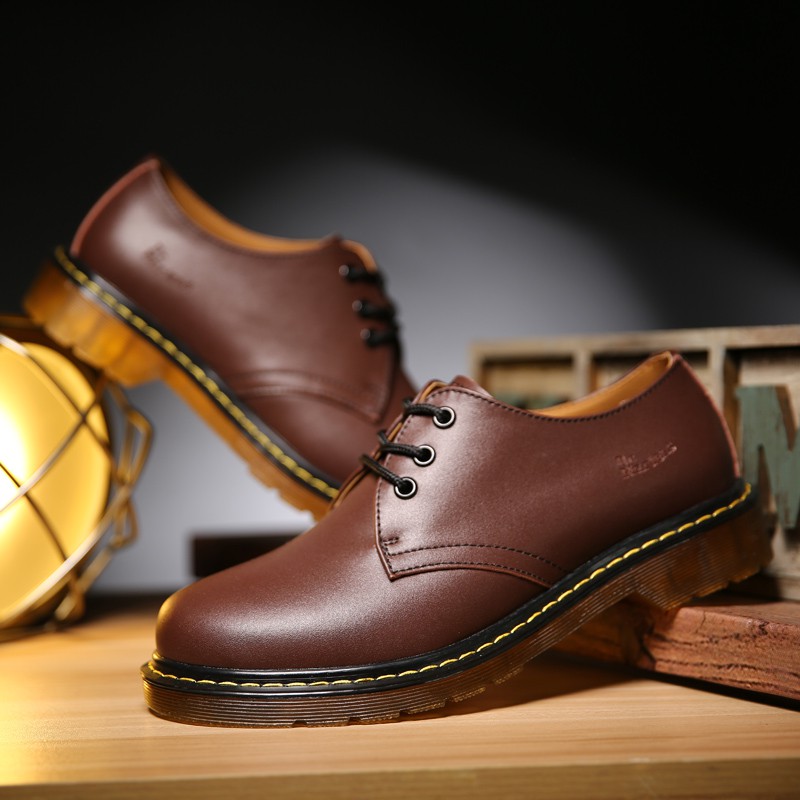 Dr martens brown low cut sale