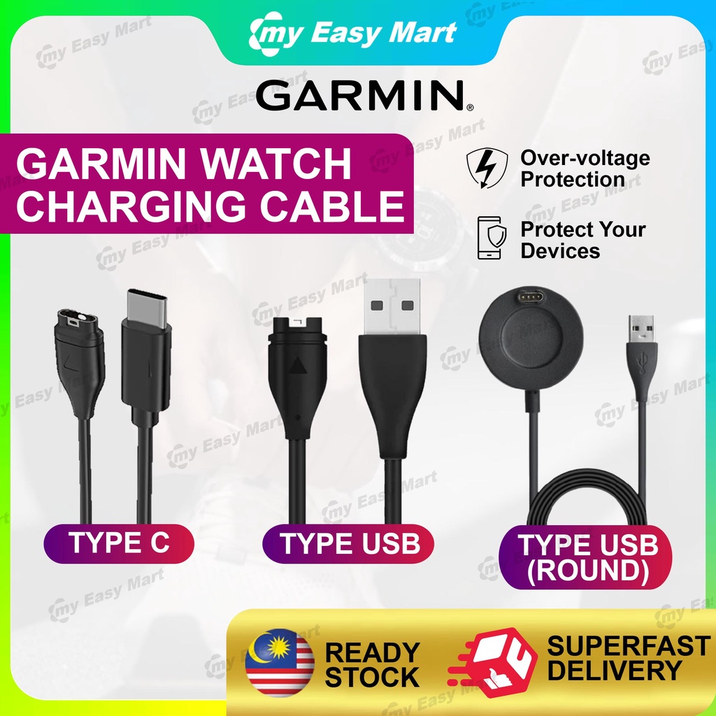 【𝟮𝟰𝗵𝗿 𝗦𝗵𝗶𝗽】Garmin Charger Smartwatch Charging Cable Type C Type USB for
