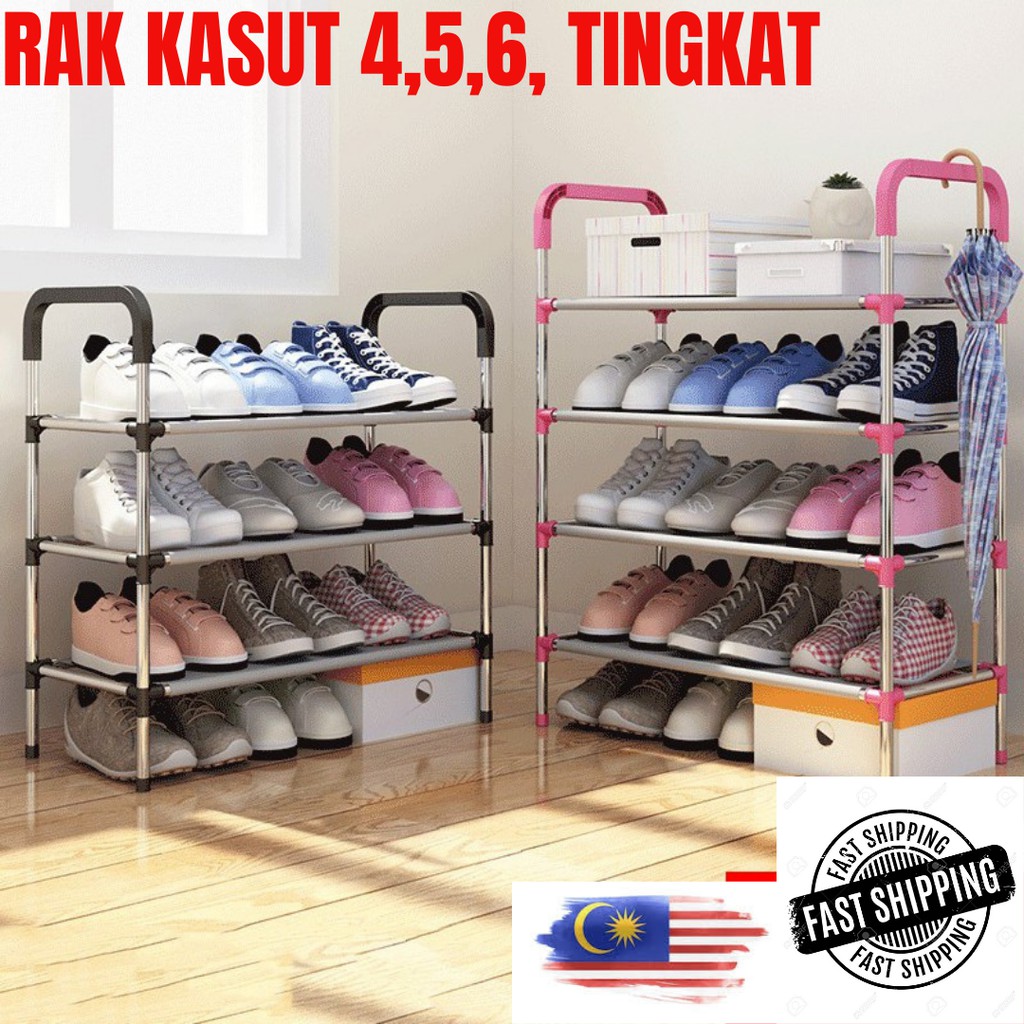 READY STOCK Shoe Rack 4,5,6 Tier lightweight easy to assemble shoe rack ...