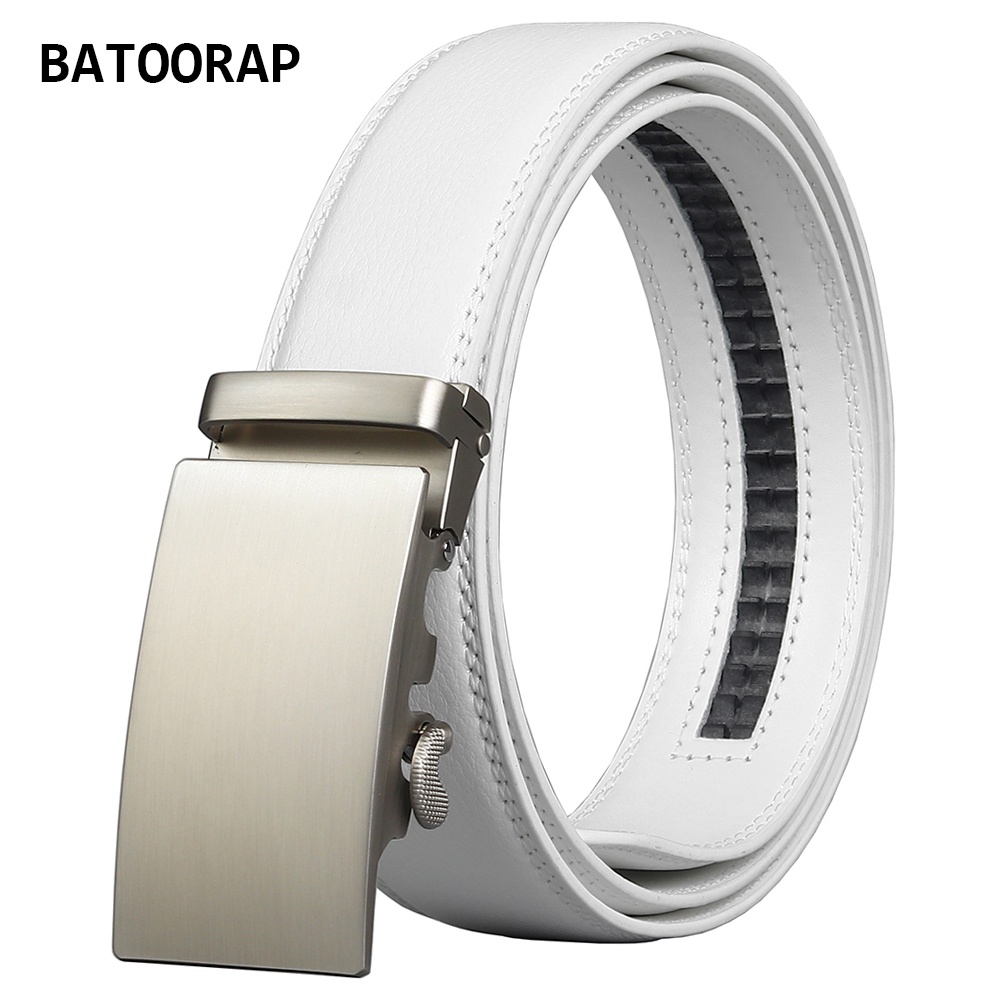 BATOORAP White Belt For Men Genuine Leather Casual Alloy Automatic Buckle 110 CM 130 CM Z009P013 Shopee Malaysia