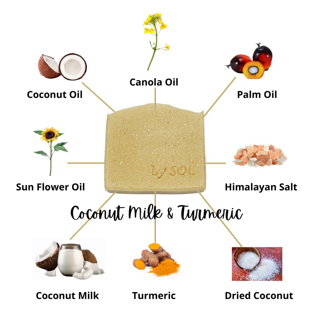 Coconut Milk Soap with Turmeric (Scrub Soap/100 Homemade Soap/Sabun