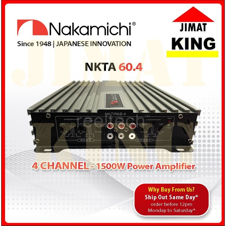 Nakamichi NKTA60.4 Car Amplifier 1500 Watts 4 Channel High Power