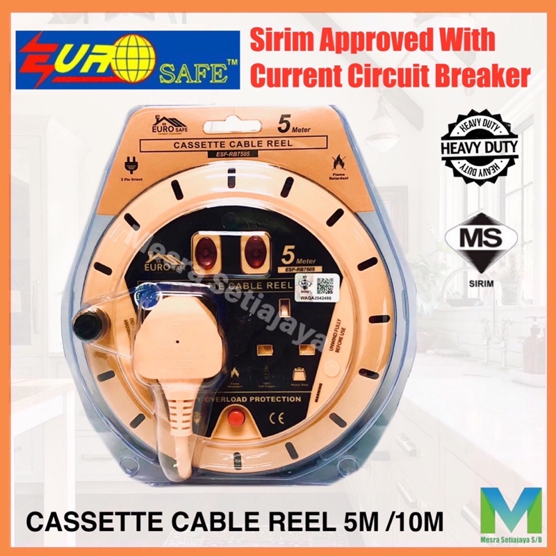 SIRIM] 5 / 10 MTR CASSETTE CABLE REEL Portable Extension Trailing