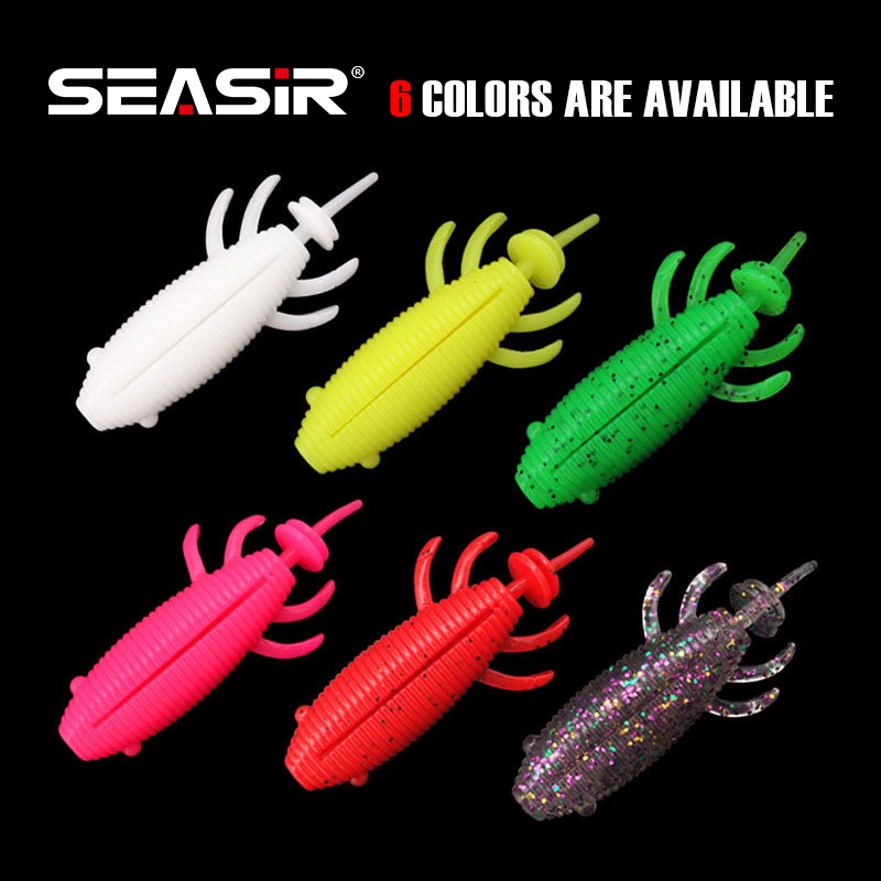 SEASIR Artificial Silicone Soft Worm Fishing Lures Buster Wobblers Baits  (8cm/13g/6 Pcs) [Free Gift Hook And Balls]
