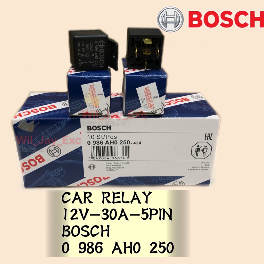 BOSCH RELAY AH 0250 UNIVERSAL AUTOMOTIVE CAR RELAY 12V 30A 5 PIN 0