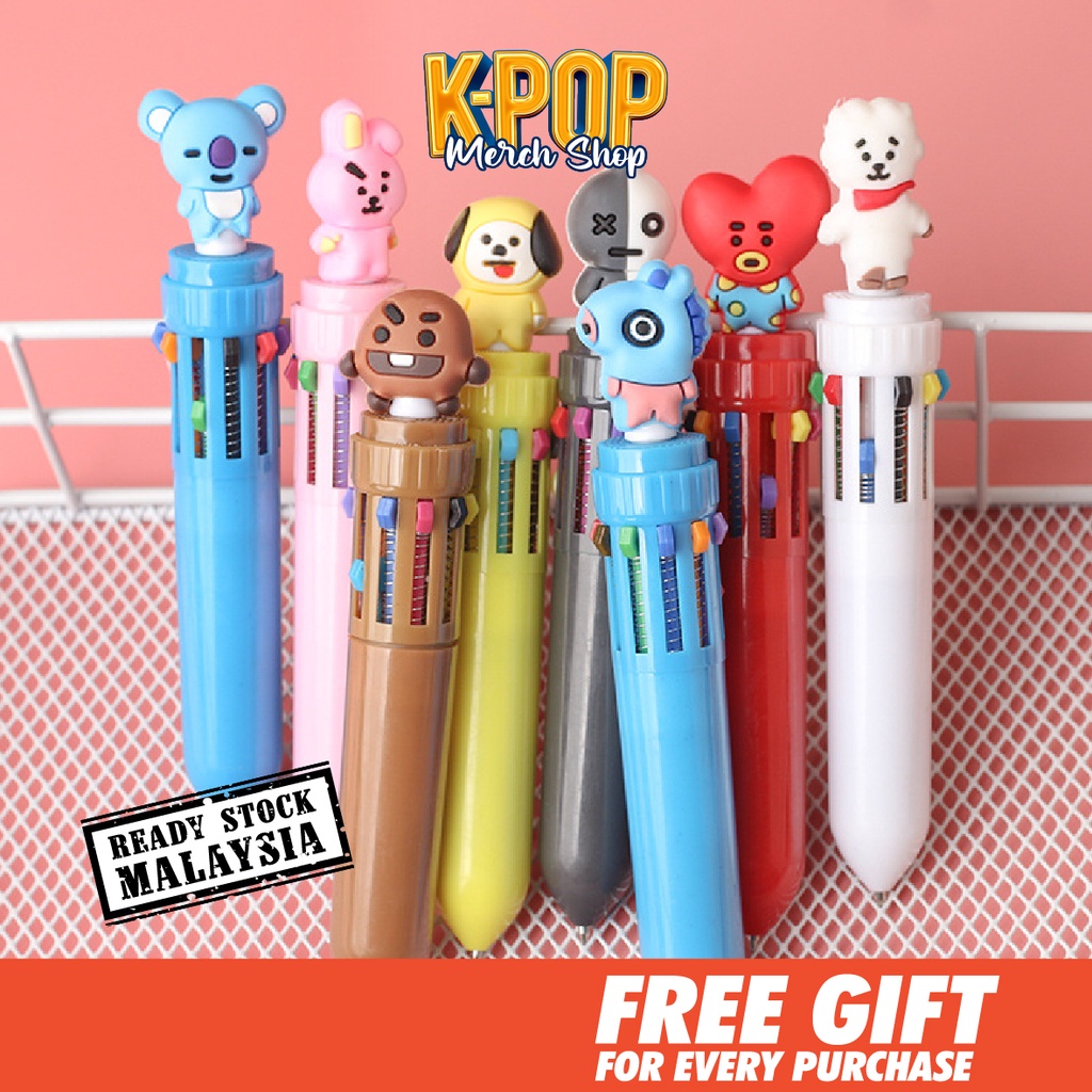 BTS BT21 Tinytan Bangtan OT7 Kpop Merch Pen Ball Point Glitter | Shopee ...