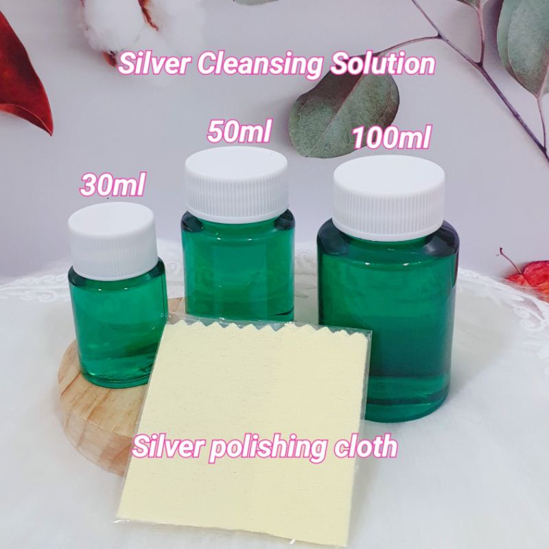 Silver Cleansing Solution 30ml&50ml&100ml&Silver Polishing Cloth