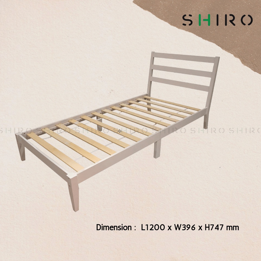 SHIRO Furniture Solid Rubberwood Single Bed frame Katil Bujang murah ...