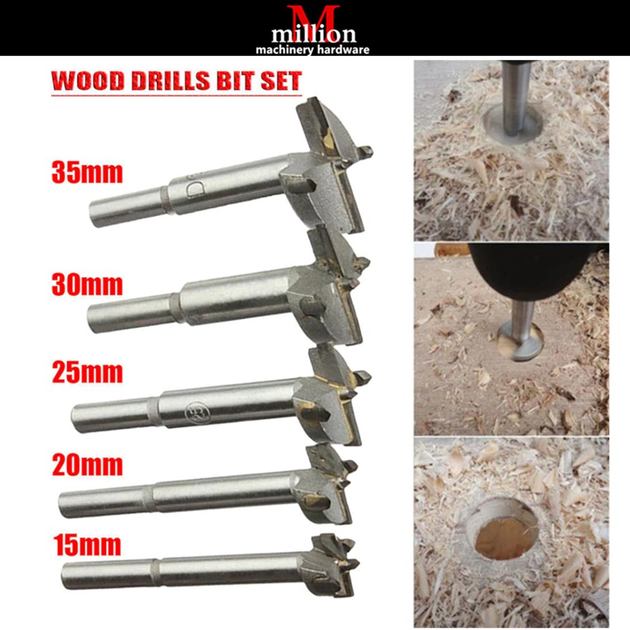 5pcs 15-35mm (15,20,25,30,35) Forstner Wood Auger Drill Bits Set ...