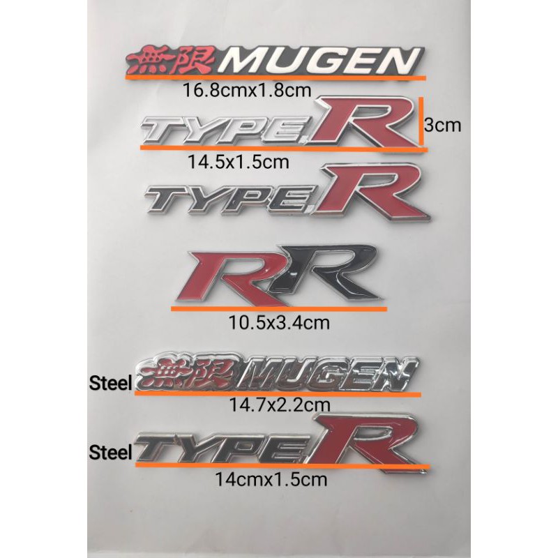 Emblem Logo Badge 3D Chrome Honda Mugen/Type R/RR | Shopee Malaysia