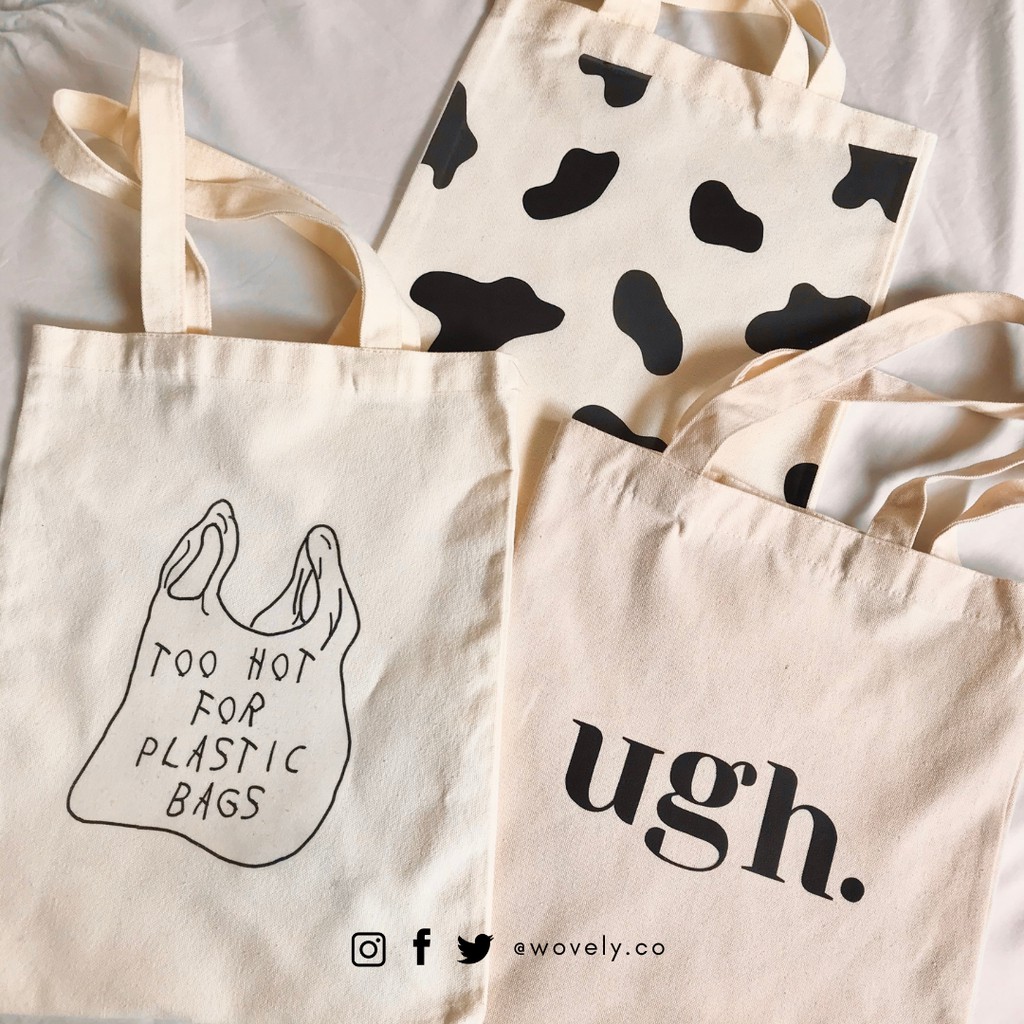 Minimalist B W Design Canvas Totebag Shopee Malaysia