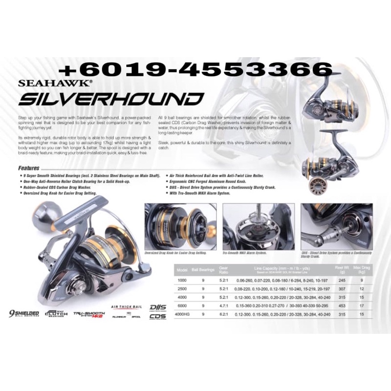 New Seahawk Reel SilverHound 4000HG | Shopee Malaysia
