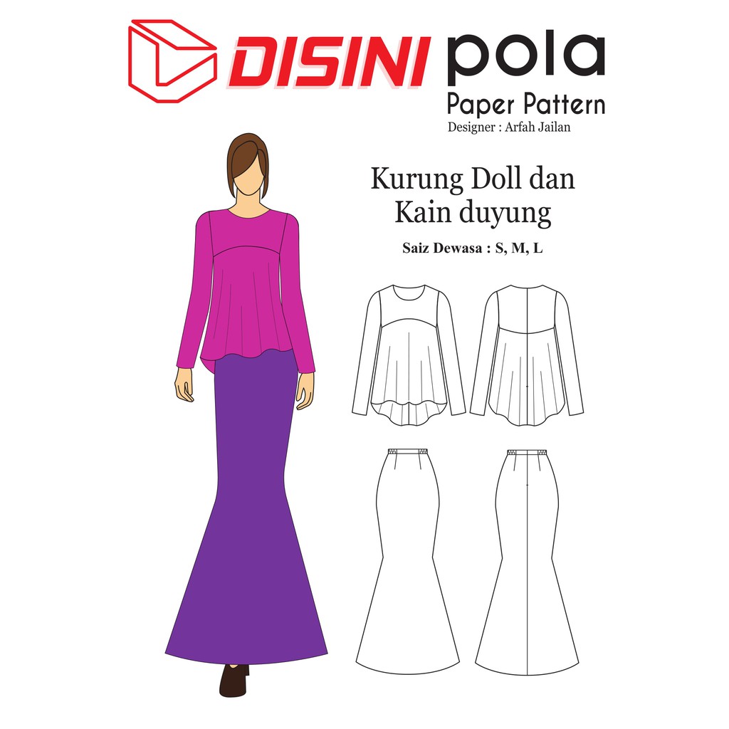 Pola Pakaian Baju Kurung Doll Dan Kain Duyung Designer Arfah Jailan