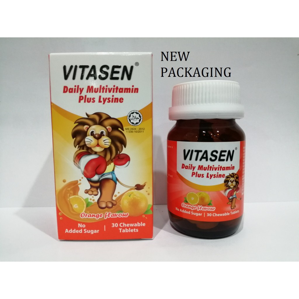 VITASEN DAILY MULTIVITAMIN PLUS LYSINE ORANGE CHEWABLE 30'S (No Added ...