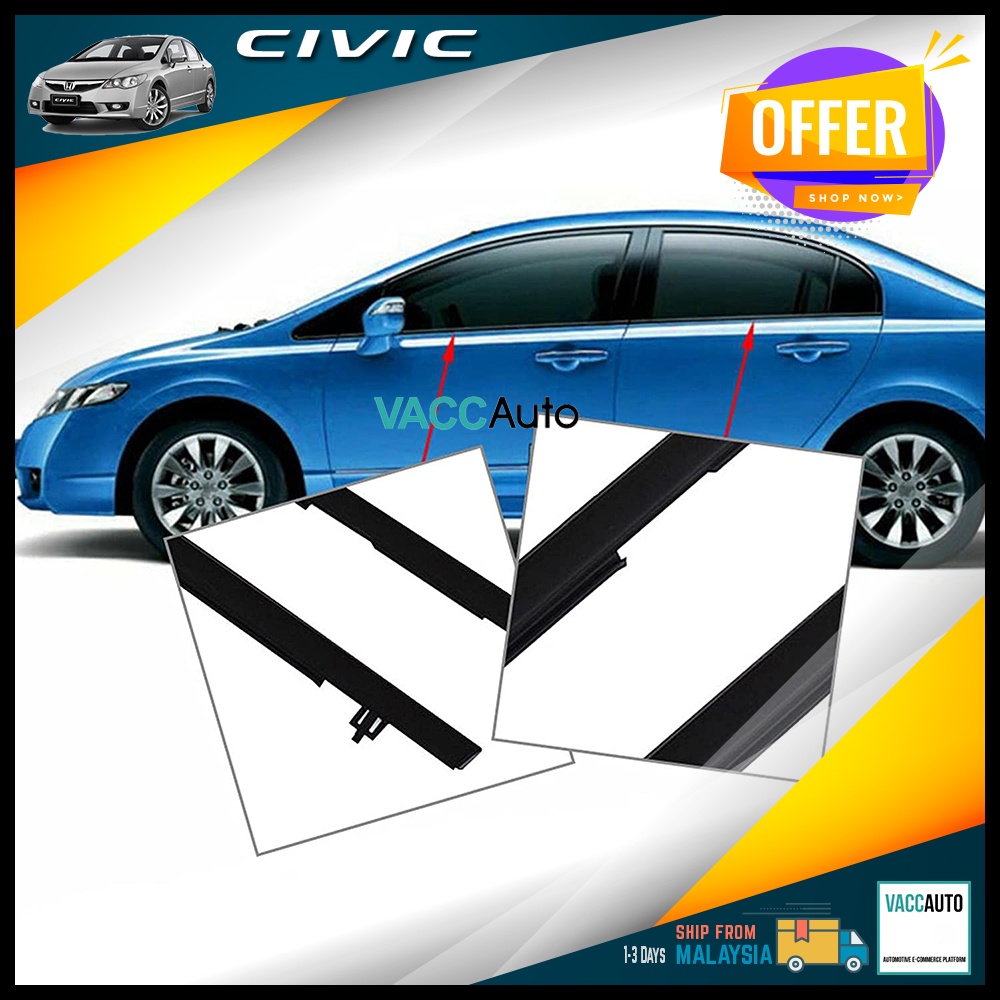 Window Guide Outer Weatherstrip Seal For 88-91 Honda Civic EF 4-Door Sedan (Left & Right)