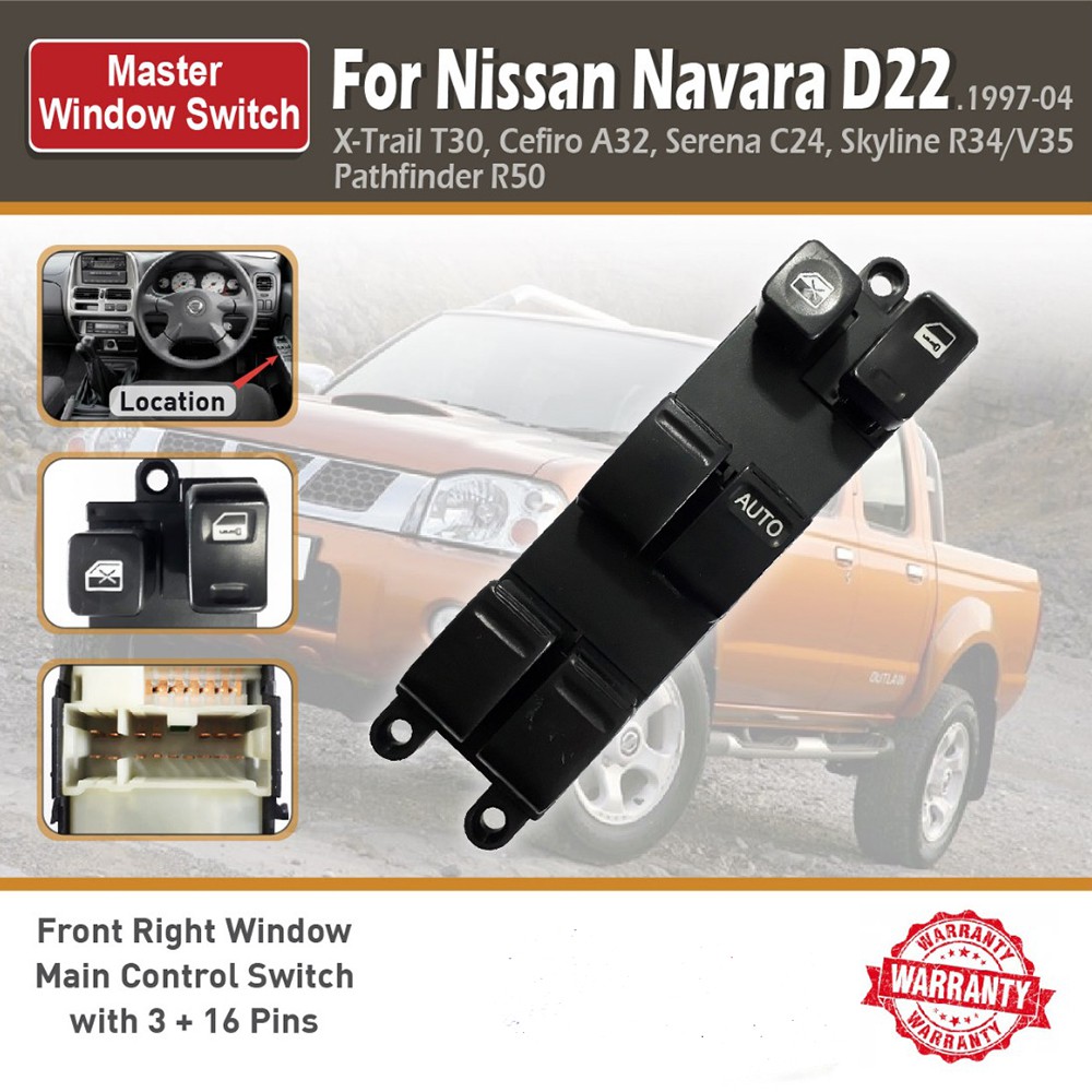 Nissan Navara D22 1997-04 X-Trail T30 Master window control switch 3+16 ...