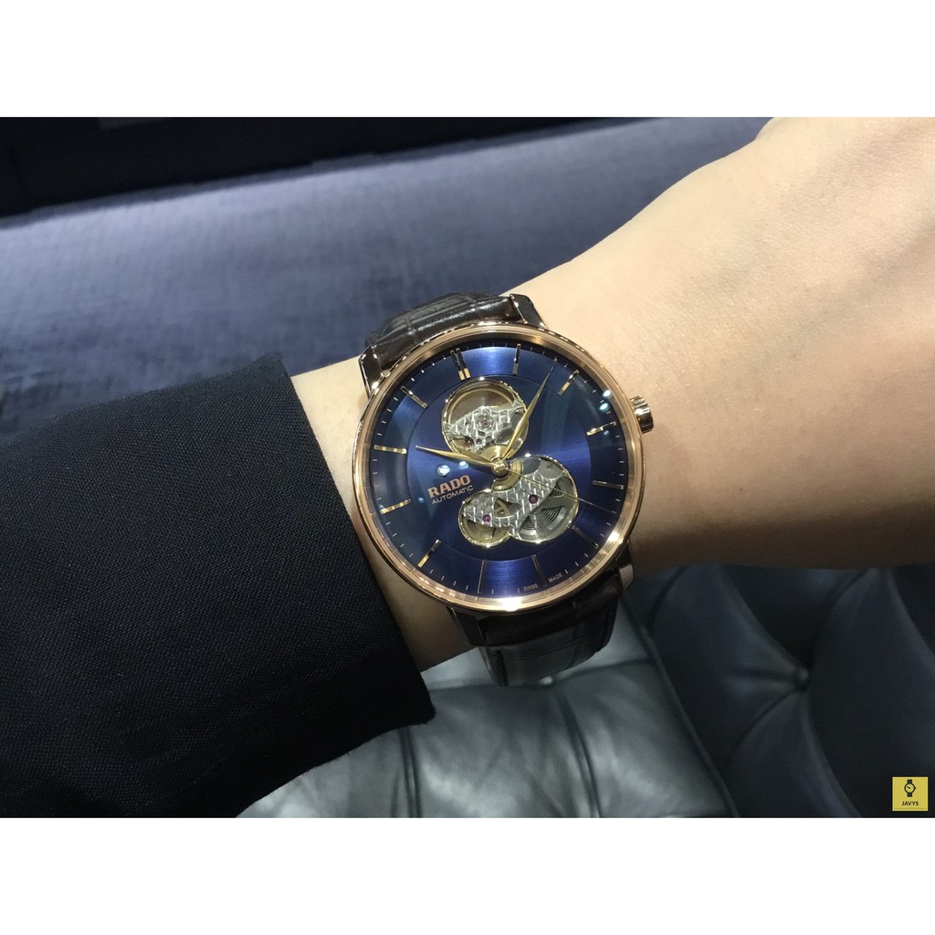 RADO Watch R22895215 Coupole Classic Automatic Men s Open Heart 41mm Leather Strap Blue Brown Shopee Malaysia