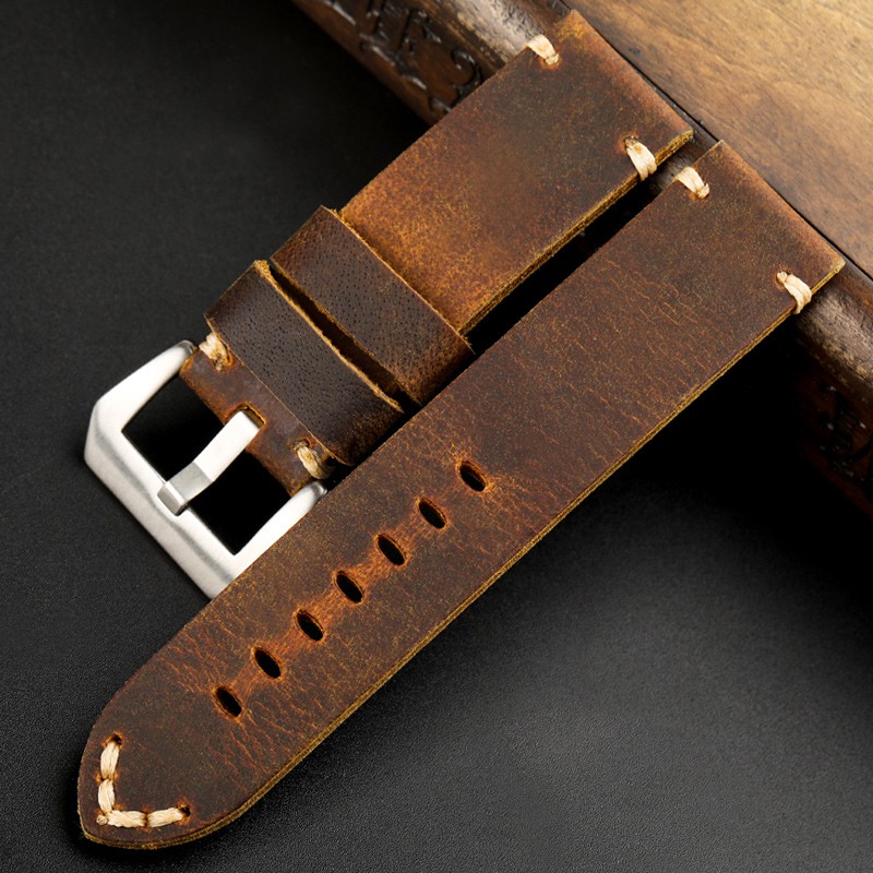 Handmade leather strap 20 22 24MM Panerai Tudor rough style