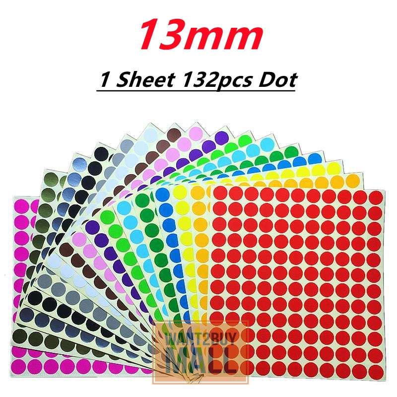 🇲🇾 1 Sheet Round Circle Bulat Dot Self Adhesive Color Label Remark Code ...