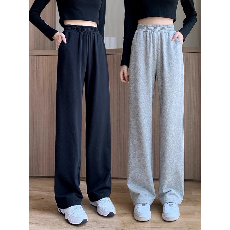 Ready Stock New Sports Sweatpants Women's Clothes Large Size Wide-leg ...